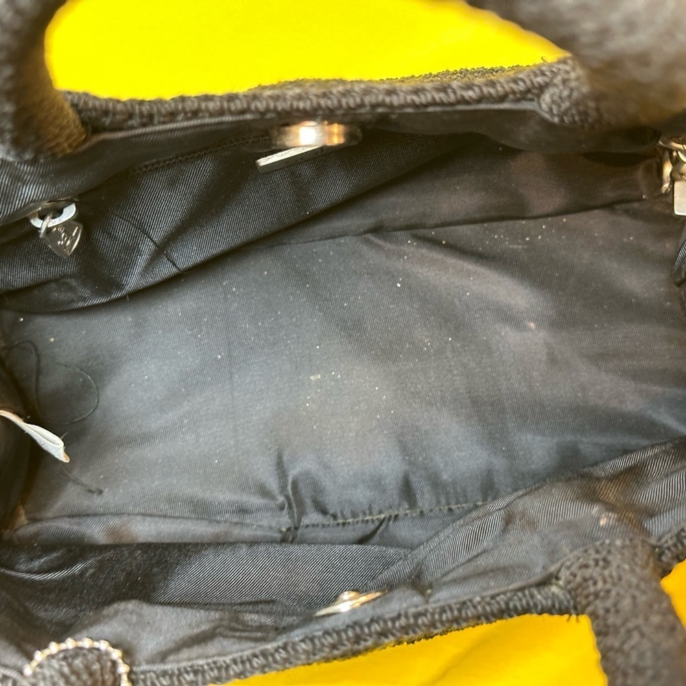 The Sak Black Crochet Top Handle Handbag Purse Medium Woven Knit Shoulder Bag - Picture 5 of 12